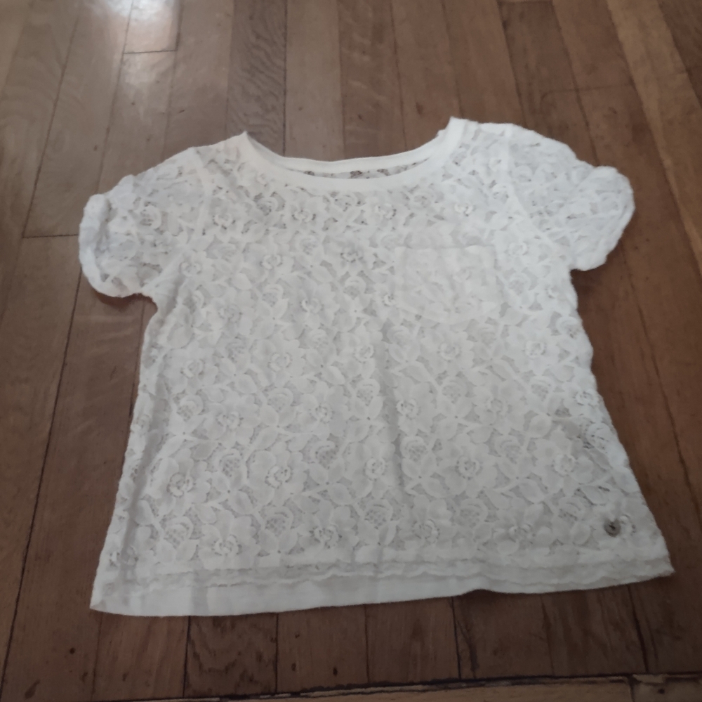 white floral see through babydoll top from abercrombie and fitch size small